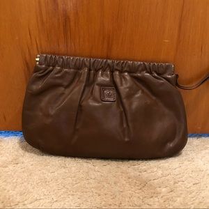 Vintage Anne Klein Brown Leather Clutch
